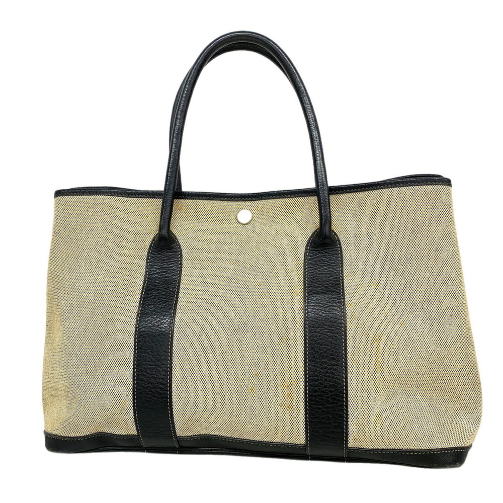 Hermes Garden PM Tote Bag, Toile H, Black, □G stamp, Women's